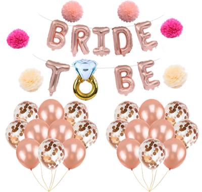 China Paper Marry Decoration Wedding Bride To Be Mr. & Mrs. Rose Gold Letter Foil Balloon Party Decoration Banner Theams Latex Balloons for sale