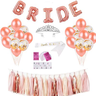 China Hot Kit Rose Gold Balloons Bridal Shower Party Decorations Rose Gold Banner Tassel Bachelorette Party Decoration Bachelorette Party Supplier Set With Sash for sale