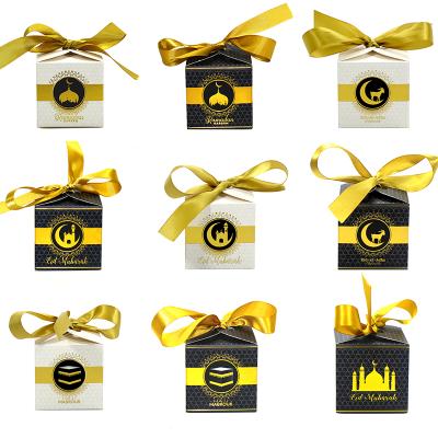 China 5Pcs Hajj Mabrour Party Gift Box Disposable Ramadan Kareem Gift Box Muslim Party Decoration Eid Mubarak Favor Boxes Gilding Process for sale