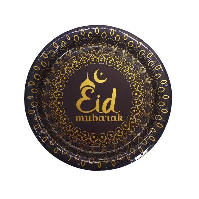 China Disposable EID PAPER Dishes Tableware Dinnerware Set Ramadan Party Paper Plates Ramadan Decoration Party Favors for sale