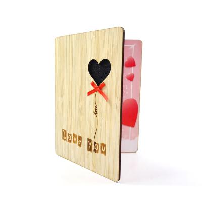 China China Handmade Wooden Greeting Cards Valentine's Day Anniversary Christmas Romantic Gift Cards for Wife Husband or Mother for sale