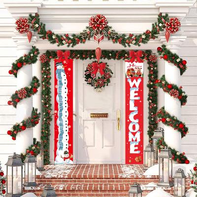 China Cloth Christmas Curtain Doorway Porch Holiday Hanging Sign Christmas Holiday Hanging Sign for sale