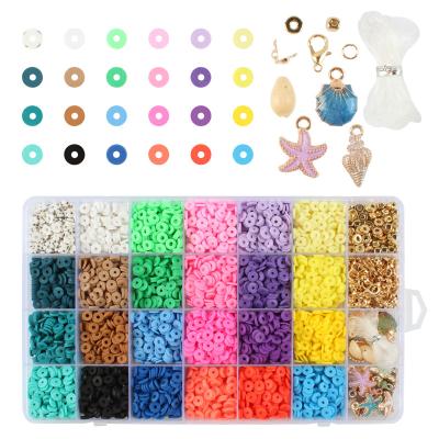 China Jewelry Beads DIY 28 Grids Ployer Clayer Beads Craft Kit Kids Gifts Jewerly DIY Beads Kit For Jewelry Making Flat Heishi With Alloy Accessories for sale