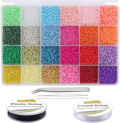 China Bracelet Jewelry Making 24000pcs Multicolor Box Glass Seed Beads 2mm Transparent Glass Seed Beads For Jewelry Inscription Pony Beads for sale