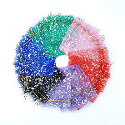 China 100pack Gift Moon Star Organza Bag Jewelry Gift Pouch Candy Drawstring Wedding Favor Bags 3.5 x 4.7 inch for sale