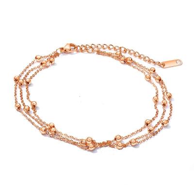 China Daily Chain Anklet Stainless Steel Pearl Bead Anklet For Women Body Jewelry for sale