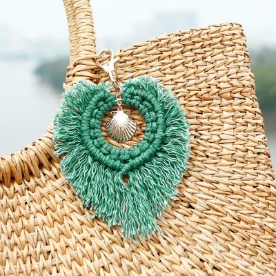 China 2020 New Bohemia Key Chain Tassel Braided Rope Main Chain Female Handwoven Shell Bohemian Rope Europe And America Bag Charm for sale