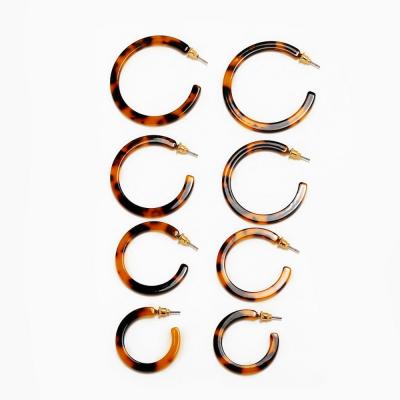 China 2019 Acetate Earrings Acrylic Earring Set Tortoiseshell Acrylic Circles Different Size In 4pcs/sets Acetate Earrings For Women Jewelry for sale