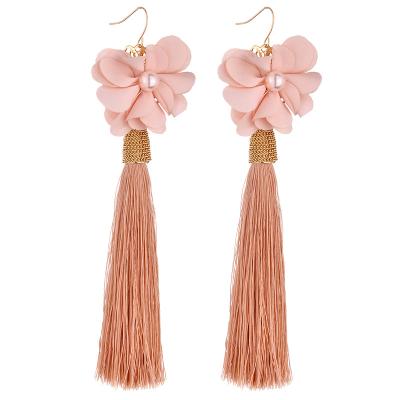 China Tiereds Tassel Earring Ready to Ship Women Tassel Earrings Summer Brighter Pink Earrings for sale