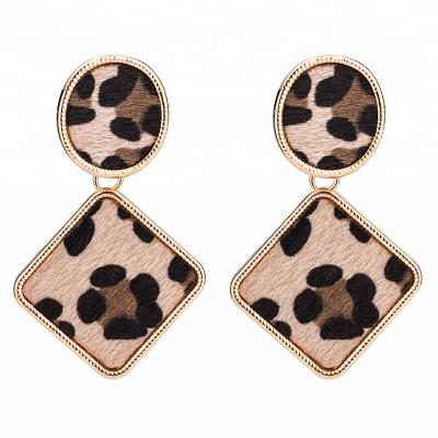 China 2018 Custom Earrings Women Leopard Print Earrings Metal Drop Earrings Cloth Fabric Mail Earrings for sale