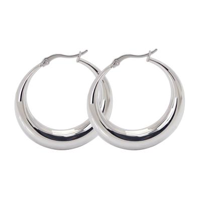 China Silver Hoop Earrings Wholesale 2018 Large Hoop Earrings 316L Stainless Steel Silver Hoop Earrings for sale