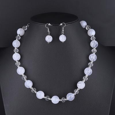 China New Arrival Women Jewelry Sets Acrylic Beaded Necklace And Earring Sets With Marble Effect Earring Sets for sale