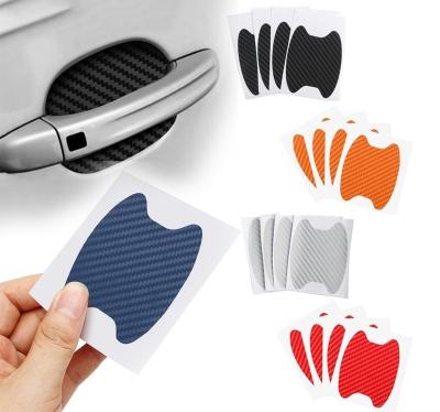 China 4Pcs Carbon Fiber Car Decor Car Door Sticker Carbon Fiber Scratches Protective Film Resistant Auto Handle Cover Exterior Styling Accessories for sale