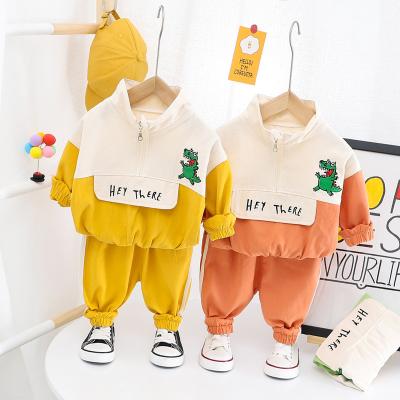 China 2764 pullover children's clothing sets fashion style boys girls stand collar cartoon long sleeve baby unisex outdoor clo set two-piece Korean unisex for sale