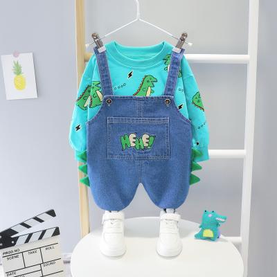 China 2691 Unisex Cartoon Sweater 2691 Baby Boy Kids Casual Round Neck Strap Toddler Clothes Set Girls Two-Piece for sale