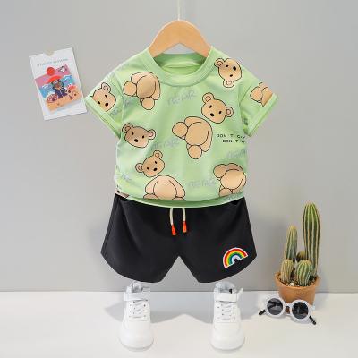 China 3122 Pullover Children's Sleeve T-shirt The New Casual Unisex Summer Boys Sportswear Suit Girls Shorts Shorts 2pcs for sale