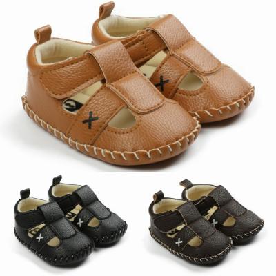 China Non-slip Baby Shoes Summer Baby PU Leather Sandals Newborn Baby Walking Sandals Breathable Sole Soft Rubber 0-1 Year Old Shoes for sale