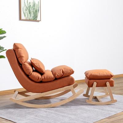 China Reclining Solid Wood rocking chair Living Room chair Lounge chair With Ottoman for sale