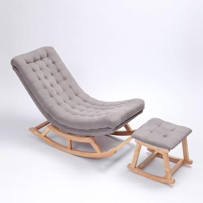 China Reclining Hot Sales Nordic modern recliner chair sofa Solid Wood rocking chair Living Room chair With Ottoman for sale