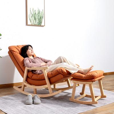 China Solid Wood Lounge Rocking Chair Leisure Reclining Lounge Chair With Ottoman Factory Outlet for sale