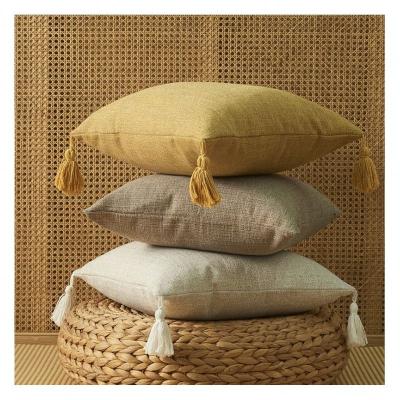 China Solid Simple Multi Color Tassels Office Pillow Hotel Comfort Anti-Static For Chair Stone Linen for sale