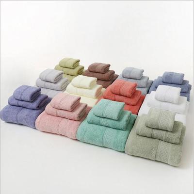 China QUICK DRY custom cheap custom logo 100% cotton solid color 70*140cm colorful 35 *75cm 35*35cm 3pcs bath towel set wholesale for sale