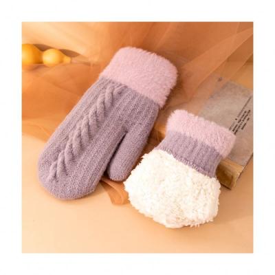 China Other Solid Color Custom Female Winter Korean Version All Fingers Winter Cotton Women Gloves Girls Mittens for sale