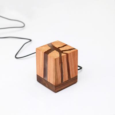 China Maxery World wood and epoxy resin lamp, night light home decor, unique resin lamp gift ideas for sale