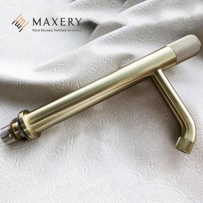 China Modern Gold Single Handle Bathroom Faucet One Hole Faucet Brushed Brass Water Tap for sale