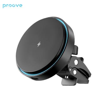 China Mobile Phone Proove Light Circle 15W Wireless Charging magnet Car Fast Charge Compact Air outlet Phone Holder for sale