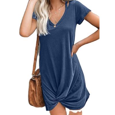 China Wholesale Women Breathable Summer Tank Top Twist Casual T-shirt Mini Dress for sale