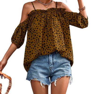 China Wholesale Breathable Women Summer Sexy Polka Dot Strappy Blouse for sale