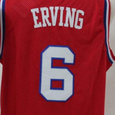 China Julius Erving Red Best Quality Antibacterial Stitched Basketball Tank Top for sale