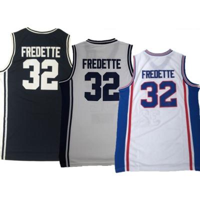 China 2021 New Black Good Quality Customized FREDETTE 32# Antibacterial College Basketball White Jersey for sale