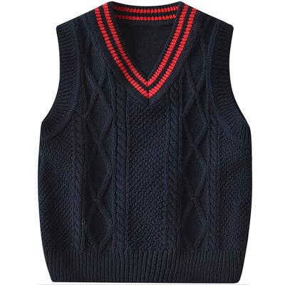 China Custom Japanese Color School Girl Sweater Vest Uniform Yellow Casual Vest For Boys for sale