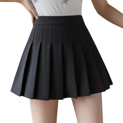 China High Waisted School Girls Pleated Skirts Plain Plaid Skirt Skater Tennis School Uniform A Line Skirts for sale