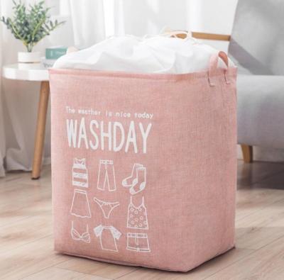 China White Kids Baby Cotton Canvas Fabric Storage Bin Dirty Cloth Toys Collecting Basket Set Foldable Custom Laundry Bags for sale