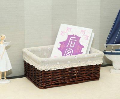 China Hand Woven Decoration Organizer Rattan Willow Wicker Cutlery Fruit Storage Tray Home Decoractions Win Boxes basket for sale