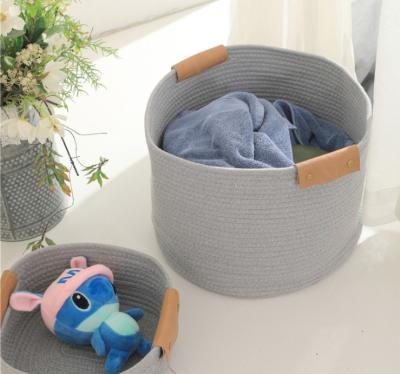 China OEM Home Center Decoration Easter Woven Big Blue Cotton Rope Baby Storage Organizer Empty Toys Gifts Clothes Laundry Bas for sale