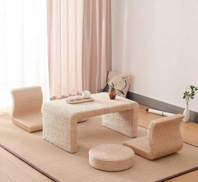 China The Cane Makes Up Tea Table Natural Straw Woven Floor Table Natural fiber Window Table for sale