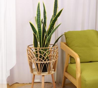 China Best Home Decor Popular Rattan Plant Stand, Planter Holder Wholesale Natural Seagrass Vase Handicraft Wicker Flower Pot for sale