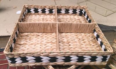 China Hot sale eco-friendly waterhyacinth handmade woven water hyacinth cabinet straw storage basket hamper for sale