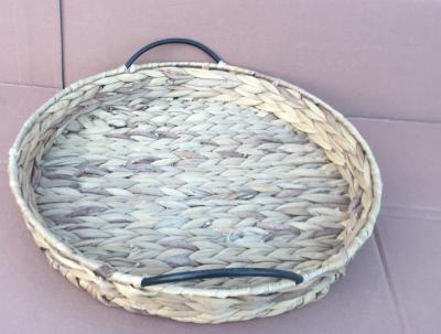 China Hot sale eco-friendly waterhyacinth handmade woven water hyacinth cabinet straw storage basket hamper for sale