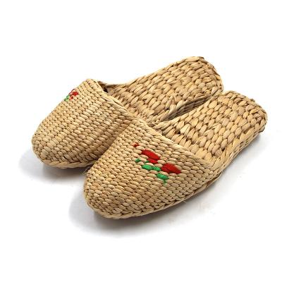 China Fashion Unisex Home Women's and Men's Straw Slippers Style Flat Sandals Flip-flops Slippers Handmade New Couple for sale