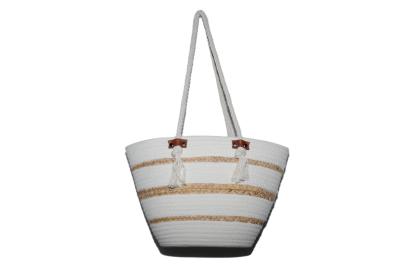 China ECO Friendly Fashion Summer Tote Handbag Bohemian Handmade Bali Bags Straw Beach Bag Cotton Canvas Shopping Bags for sale