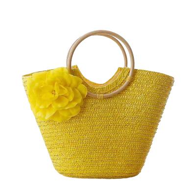 China ECO Friendly Fashion Summer Tote Handbag Bohemian Handmade Bali Bags Straw Beach Bag Cotton Canvas Shopping Bags for sale