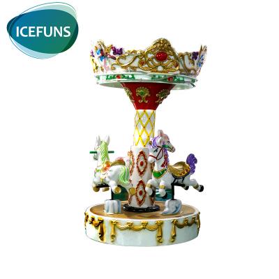 China Shopping mall fiberglass corner carousel carousel mini rides wholesales 3 seats mini carousel for sale for sale