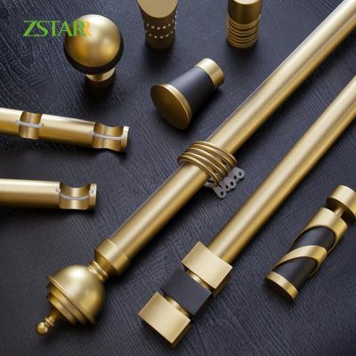 China Minimalist Curtains Ring Black Gold White Accessories Rod Set Iron Curtain Rods Gold Plating Customize Metal OEM Window Pole for sale