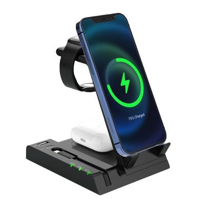 China 2021 New Coming Fast Wireless Charger Earphone Mobile Phone Watch 6 in 1 Wireless Charging Dock for Apple Airpods pro for sale