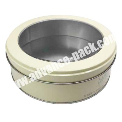 China Household Products PVC Window Tin Can Round Metal Children's Watch Metal Tin Box With Clear Windows for sale